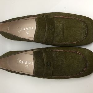Green Calf Skin Chanel Loafers